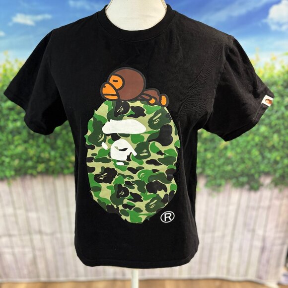 Bape ABC CAMO MILO ON BIG APE TEE MENS Size Medium Black (SKU: 26M) - Picture 1 of 9